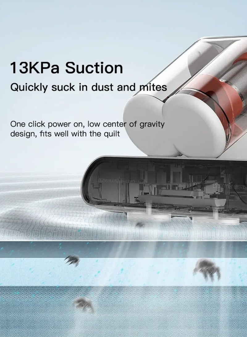 ديرما مكنسة كهربائية لاسلكية CM980W لإزالة عث الغبار: مكنسة كهربائية لاسلكية مزودة بفلتر HEPA وضوء الأشعة فوق البنفسجية وفرشاة دوارة بمحرك وبطارية طويلة الأمد لإزالة عث الغبار والحساسية والسجاد والمناطق التي يصعب الوصول إليها - باللون الأبيض - Image 5