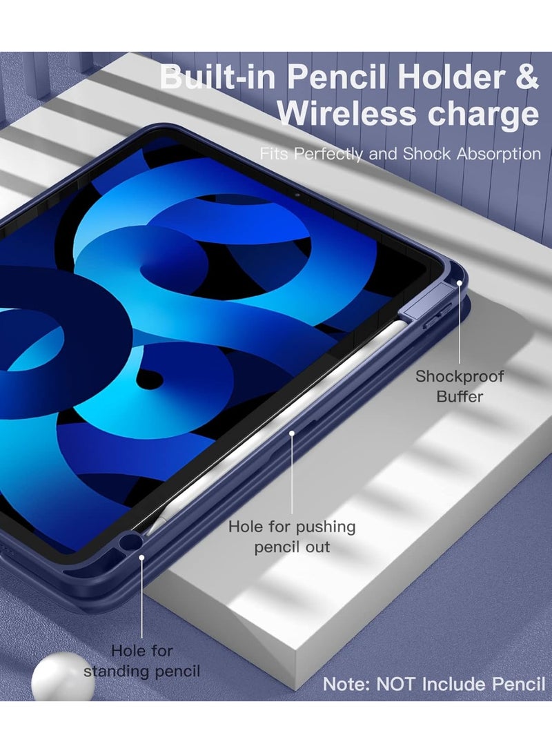 إيفو جراب لجهاز iPad Air 11 2025 (الجيل السابع) M3 مقاس 11 بوصة 2025، إطار TPU مقاوم للصدمات وغطاء خلفي شفاف من البولي كربونات غير لامع، جراب واقٍ مع حامل قلم - أزرق، بولي كربونات - Image 5