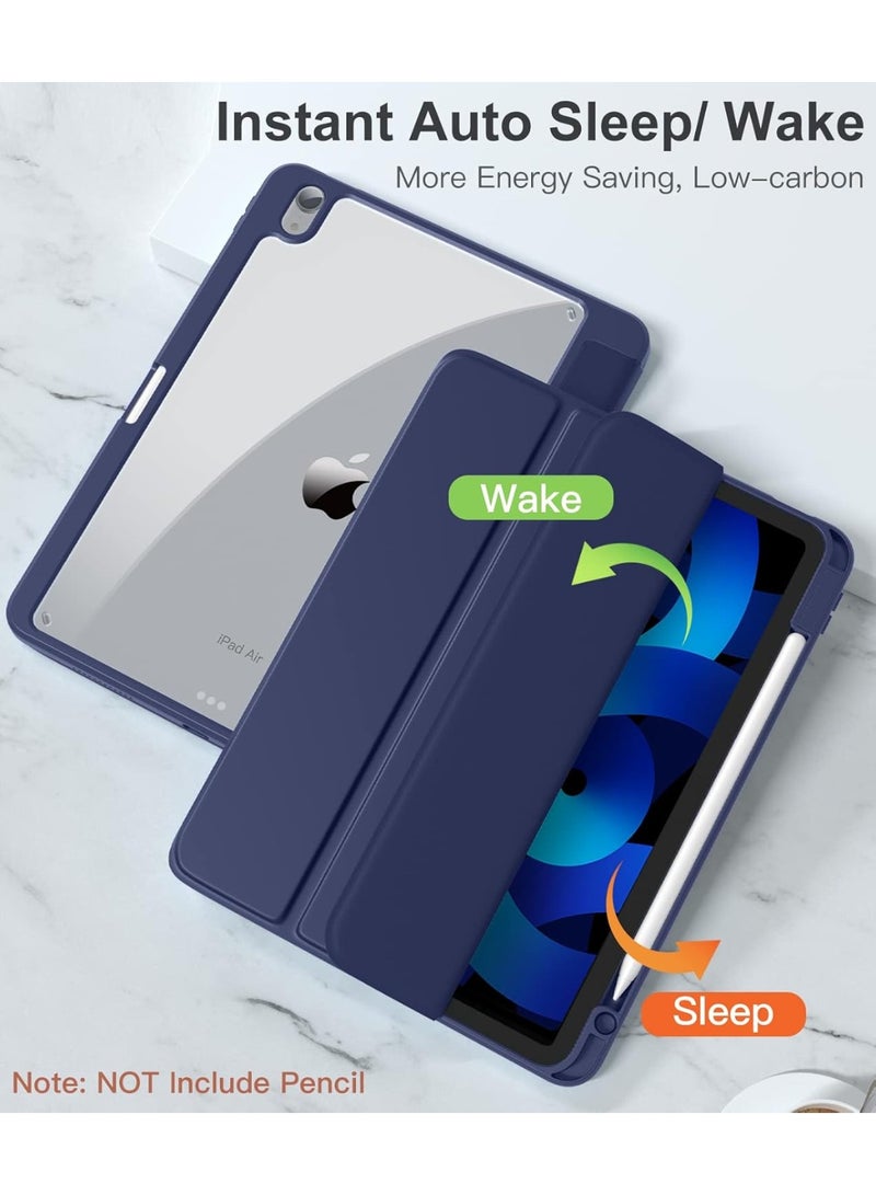 إيفو جراب لجهاز iPad Air 11 2025 (الجيل السابع) M3 مقاس 11 بوصة 2025، إطار TPU مقاوم للصدمات وغطاء خلفي شفاف من البولي كربونات غير لامع، جراب واقٍ مع حامل قلم - أزرق، بولي كربونات - Image 4