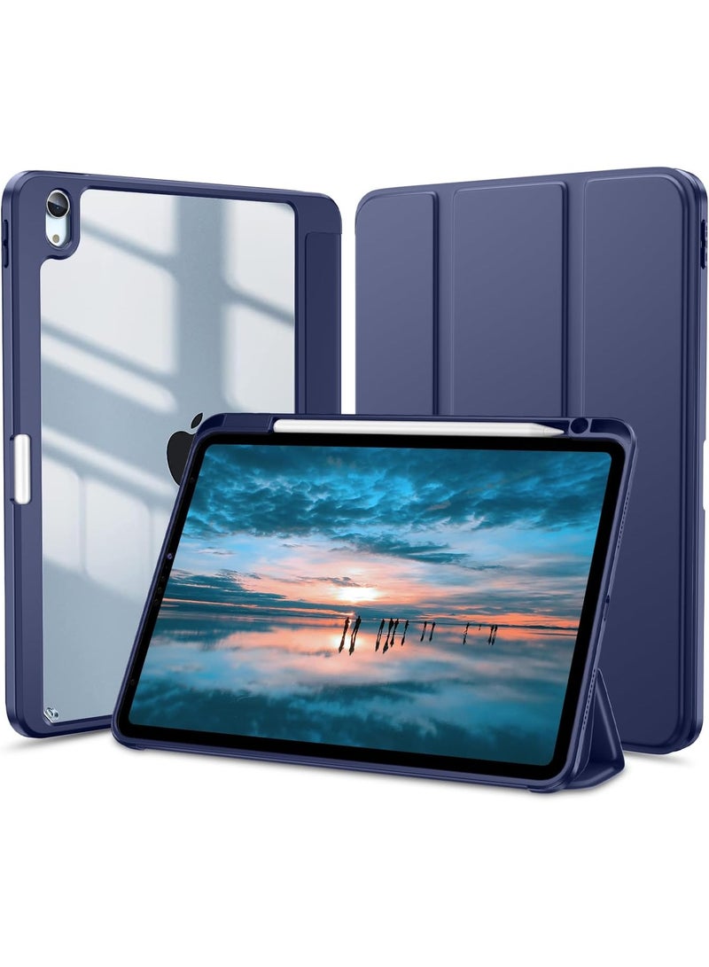 إيفو جراب لجهاز iPad Air 11 2025 (الجيل السابع) M3 مقاس 11 بوصة 2025، إطار TPU مقاوم للصدمات وغطاء خلفي شفاف من البولي كربونات غير لامع، جراب واقٍ مع حامل قلم - أزرق، بولي كربونات - Image 1