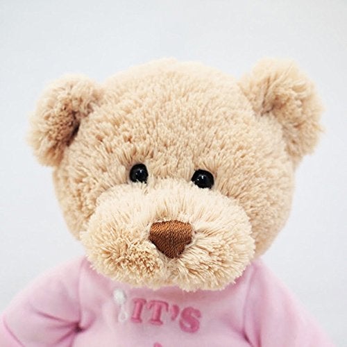 GUND It’s a Girl T-Shirt Teddy Bear Stuffed Animal Plush in Pink, 12” , Tan - Image 4