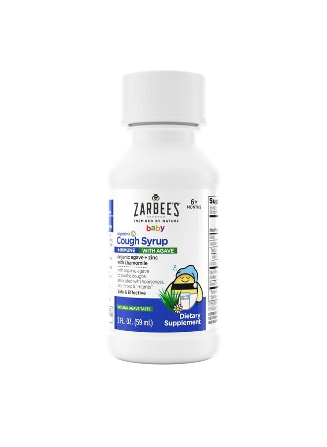 Zarbee's Baby Nighttime Cough Syrup + Immune, Baby Cough Syrup, Organic Agave + Zinc & Chamomile, No Drugs or Artificial Flavors, Natural Agave Taste, 2 fl. oz - Image 2