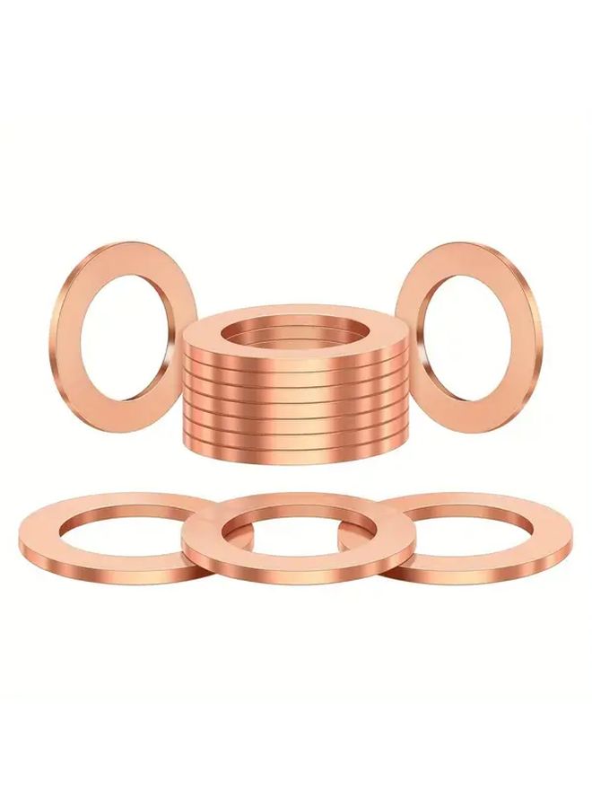 10 Pcs M12x18x1 5 Copper Seal Rings Red Brass Crushable Oil Seals Non Destroyable Anti Leak Washers For Automotive And Mechanical Applications - Image 1