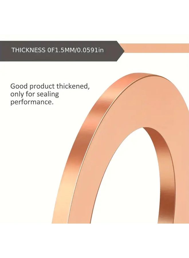 10 Pcs M12x18x1 5 Copper Seal Rings Red Brass Crushable Oil Seals Non Destroyable Anti Leak Washers For Automotive And Mechanical Applications - Image 3