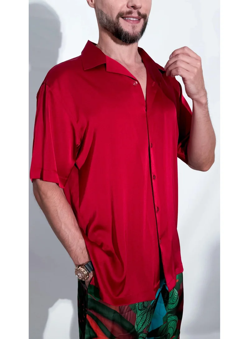 جانارا جونز قميص لندن ساتان خمري