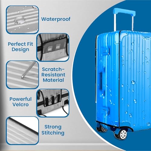HOMIFLY Set of 1 Trolley Bag Cover/Suitcase Bag Cover/Waterproof Dustproof Luggage/Zippered Clear PVC Suitcase Covers Protectors - (24 inch) - Image 3