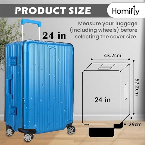 HOMIFLY Set of 1 Trolley Bag Cover/Suitcase Bag Cover/Waterproof Dustproof Luggage/Zippered Clear PVC Suitcase Covers Protectors - (24 inch) - Image 2