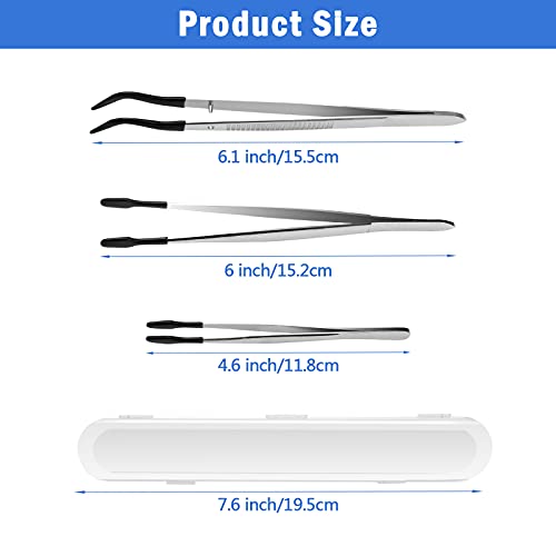 AngleKai 3PCS Tip Tweezers, Silicone Rubber Flat Tipped Tweezers Bent Tip for Jewelry Coin Stamp (Black) - Image 2