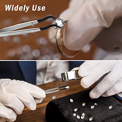 AngleKai 3PCS Tip Tweezers, Silicone Rubber Flat Tipped Tweezers Bent Tip for Jewelry Coin Stamp (Black) - Image 5