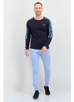 CROSSHATCH Men Crew Neck Brand Logo Long Sleeves Sweatshirt, Navy  - Image 2