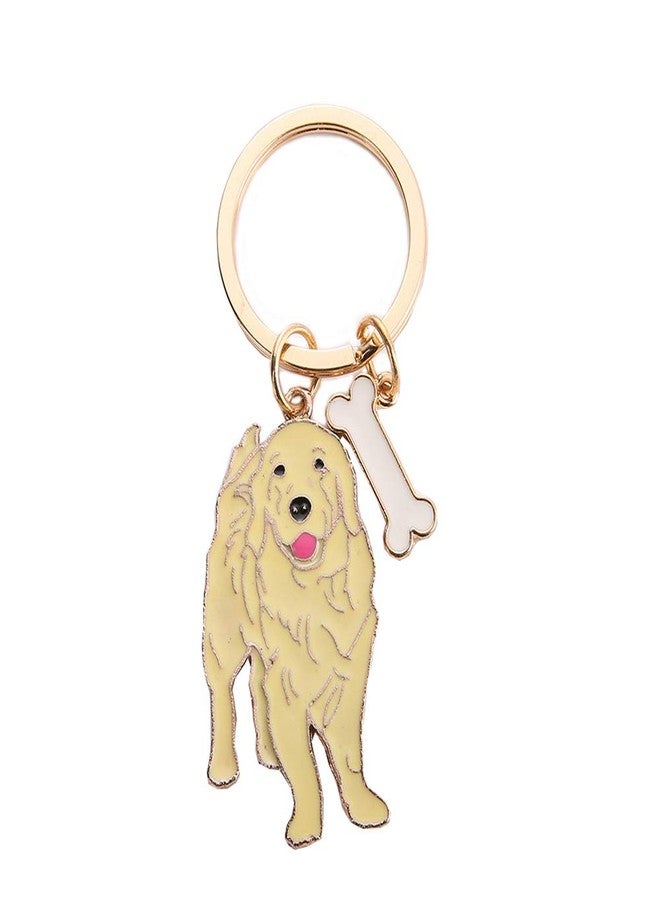 HongGun Dog ID Tag Keychain - Cute Portable Metal Key-Ring Bag Key Decor Car Keyring Corgi Keychain (Golden Retriever) - Image 1