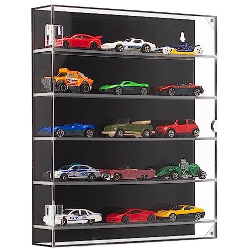 KISLANE 5-Tier Acrylic Toy Car Storage, Toy Cars & Matchbox Cars Display Case, Transparent Toy Car Case Showcase with Magnetic Switch Door (5-Tiers) - Image 1