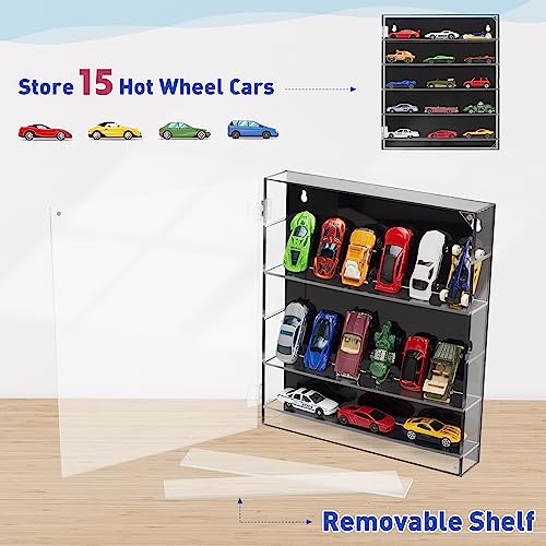 KISLANE 5-Tier Acrylic Toy Car Storage, Toy Cars & Matchbox Cars Display Case, Transparent Toy Car Case Showcase with Magnetic Switch Door (5-Tiers) - Image 2