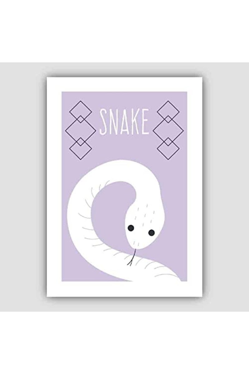 Artze Wall Art Snake Scandinavian Geometric Nursery Poster, A2 Size, Lilac - Image 4