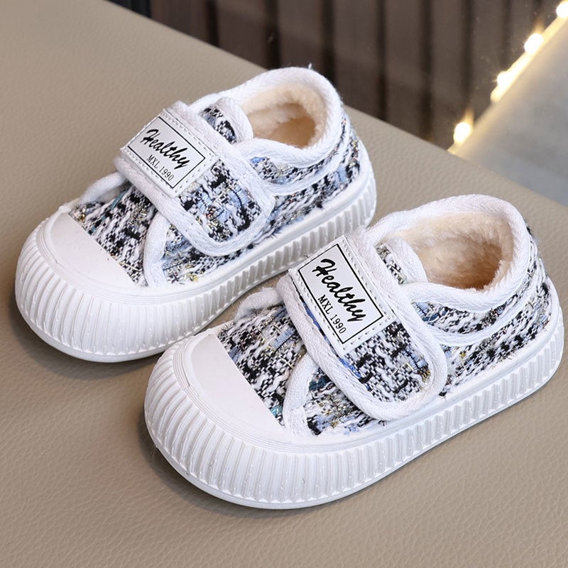 2024 Children'S Board Shoes 1-3-6 Toddler Shoes Fleece-Lined Warm Girls Cotton Shoes Baby Fragrant Wind Canvas Shoes - Image 4