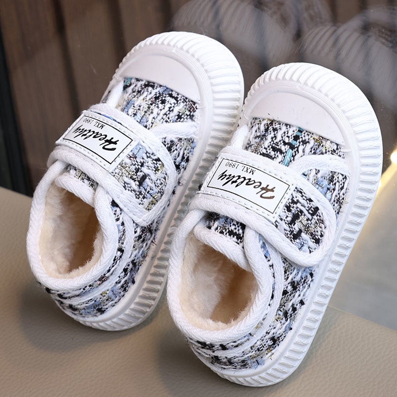 2024 Children'S Board Shoes 1-3-6 Toddler Shoes Fleece-Lined Warm Girls Cotton Shoes Baby Fragrant Wind Canvas Shoes - Image 3