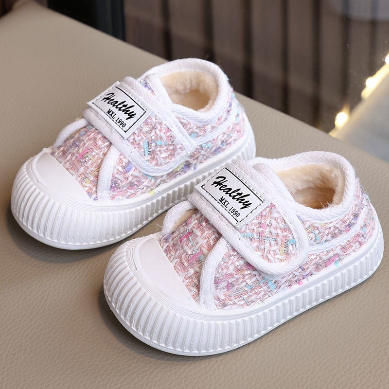 2024 Children'S Board Shoes 1-3-6 Toddler Shoes Fleece-Lined Warm Girls Cotton Shoes Baby Fragrant Wind Canvas Shoes - Image 5