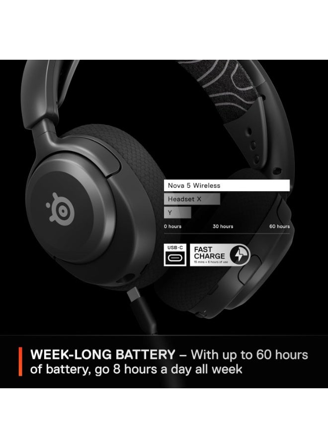 SteelSeries Arctis Nova 5 Wireless - Gaming Headset for PC, PS4/5, Switch, Mobile - 100+ Audio Presets via App - Neodymium Magnetic Drivers - 60H Battery - 2.4GHz or BT - ClearCast Gen2.X Mic - Image 3