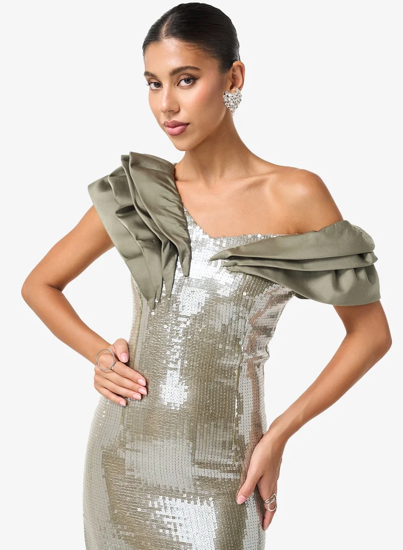 ثريدز باي اجوني فستان ميدي بكتف معدني