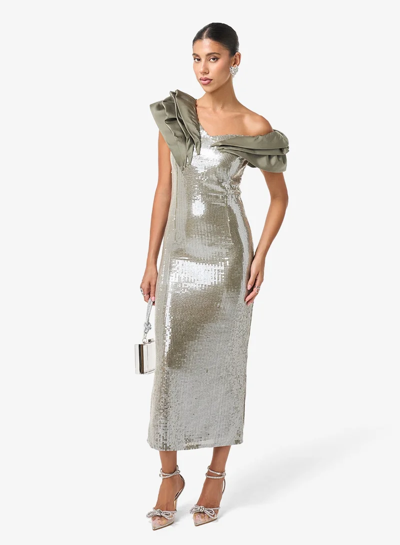 ثريدز باي اجوني فستان ميدي بكتف معدني