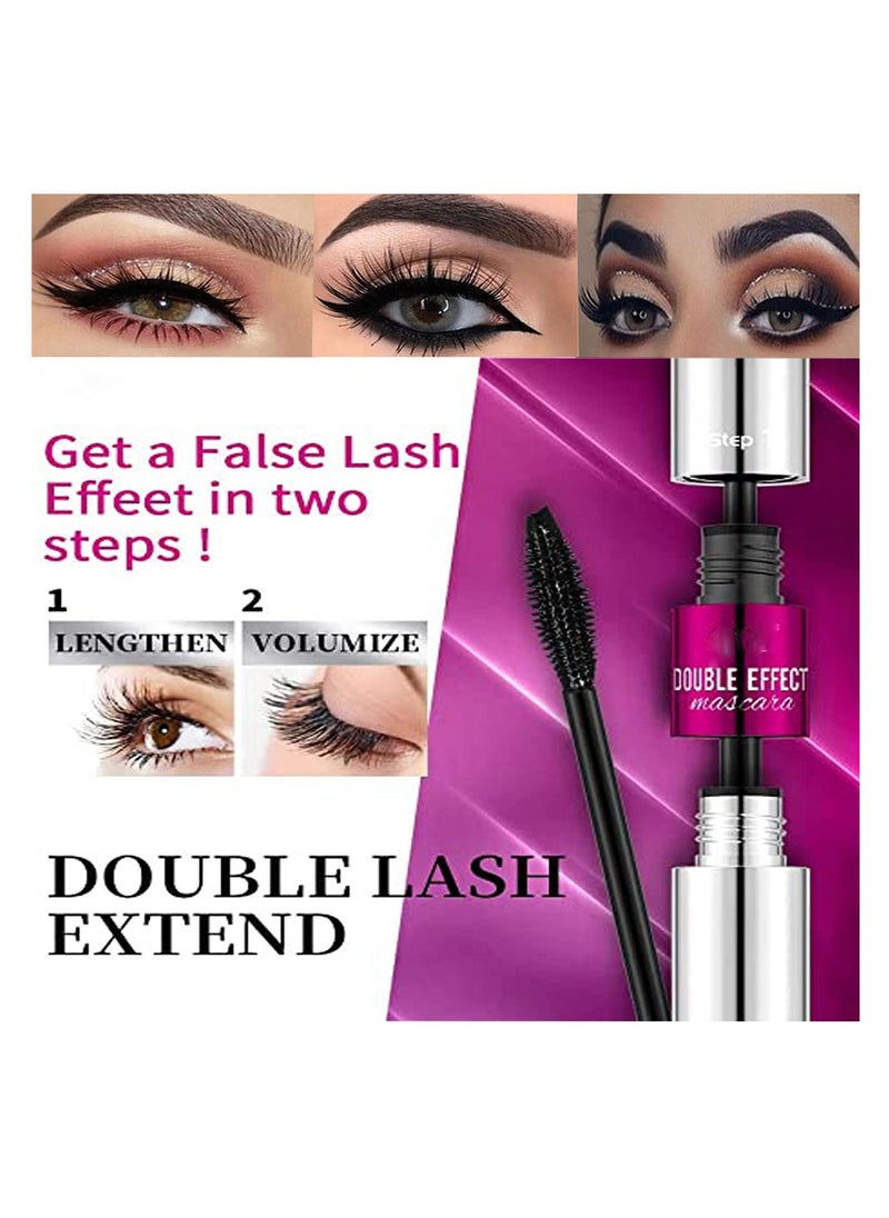 SYOSI - Waterproof Mascara Double Sided 5X Longer Lash Cosmetics Long Lasting Natural Lengthening and Thickening Effect 4D Silk Fiber Mascara Smudge Proof Eye Make up Black 2PCS - Image 1