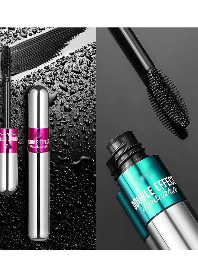 SYOSI - Waterproof Mascara Double Sided 5X Longer Lash Cosmetics Long Lasting Natural Lengthening and Thickening Effect 4D Silk Fiber Mascara Smudge Proof Eye Make up Black 2PCS - Image 1
