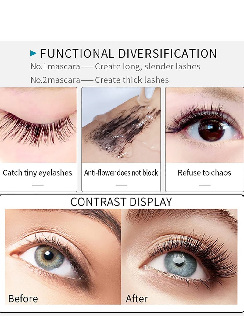 SYOSI - Waterproof Mascara Double Sided 5X Longer Lash Cosmetics Long Lasting Natural Lengthening and Thickening Effect 4D Silk Fiber Mascara Smudge Proof Eye Make up Black 2PCS - Image 1