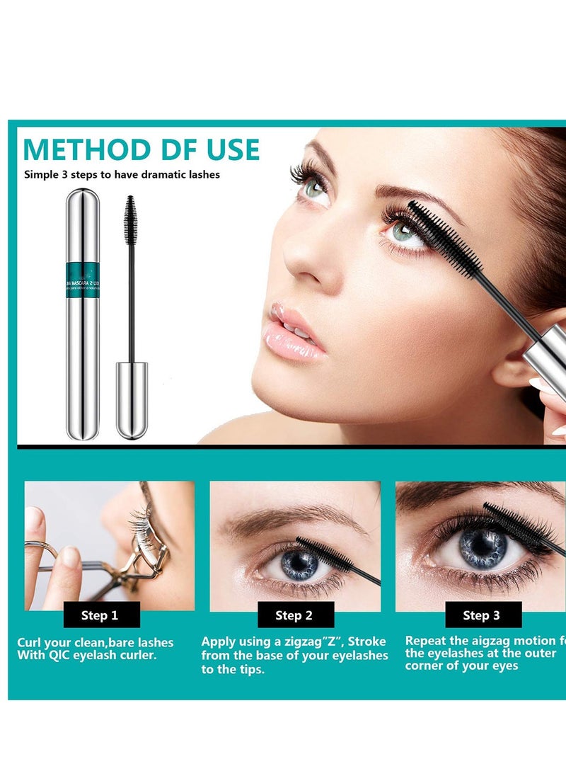 SYOSI - Waterproof Mascara Double Sided 5X Longer Lash Cosmetics Long Lasting Natural Lengthening and Thickening Effect 4D Silk Fiber Mascara Smudge Proof Eye Make up Black 2PCS - Image 1