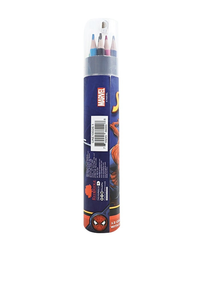 SKOODLE SKOODLE Colored Pencils & Markers Set, 12 Pencils with Sharpener, Spider-Man & Princess - Image 3