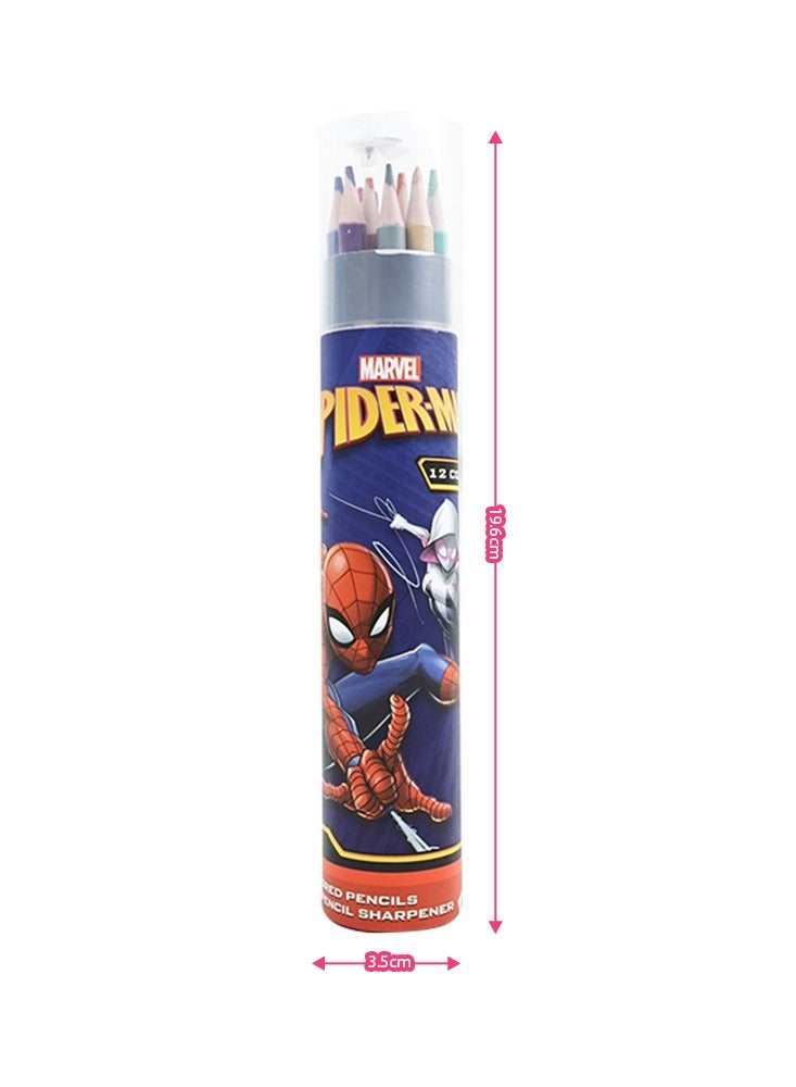 SKOODLE SKOODLE Colored Pencils & Markers Set, 12 Pencils with Sharpener, Spider-Man & Princess - Image 2