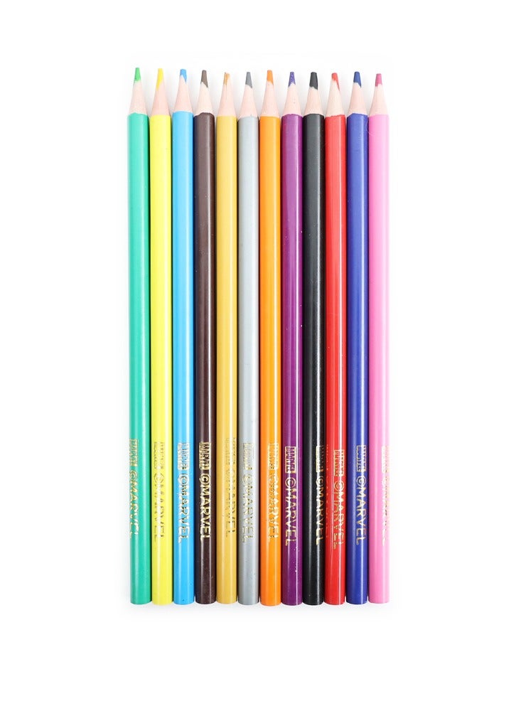 SKOODLE SKOODLE Colored Pencils & Markers Set, 12 Pencils with Sharpener, Spider-Man & Princess - Image 4
