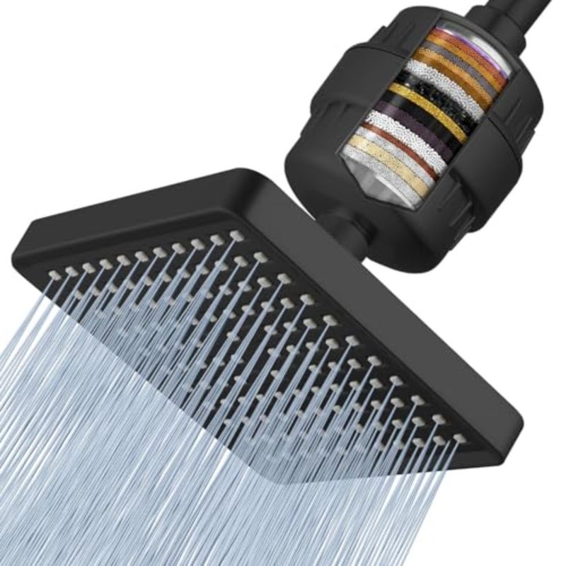 Filtered Shower Head - 20 Stage Luxury Rain Shower Filter For Hard Water for Remove Chlorine and Harmful Substances - 6" Square High Pressure Rainfall Showerhead - Image 1