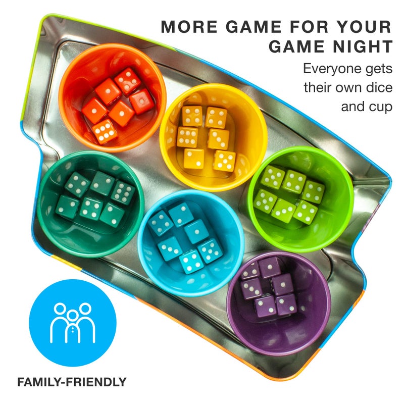 Brybelly Farkle with Friends - 2-6 Player Dice Game for Family Game Night - Includes 6 Dice Cups, 36 Dice, Scorecards, and Instructions - Image 2