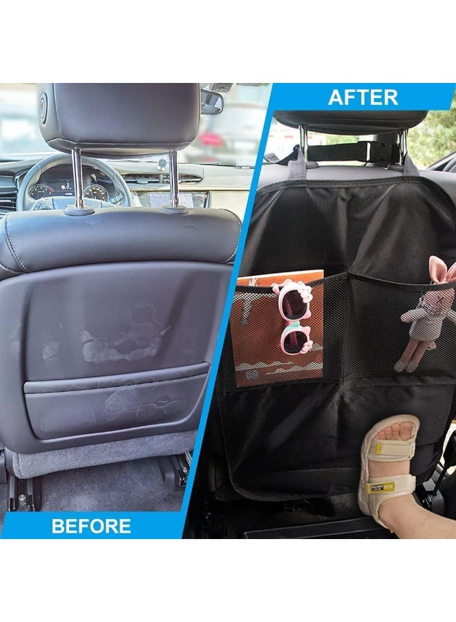Halamine 2 Packs Car Seat Kick Mats, Anti-Dirty Car Back Seat for Kids with Adjustable Strap, Car Seat Protector Cover with 2 Mesh Pockets for Protection of Your Car from Stain, Mud - Image 4