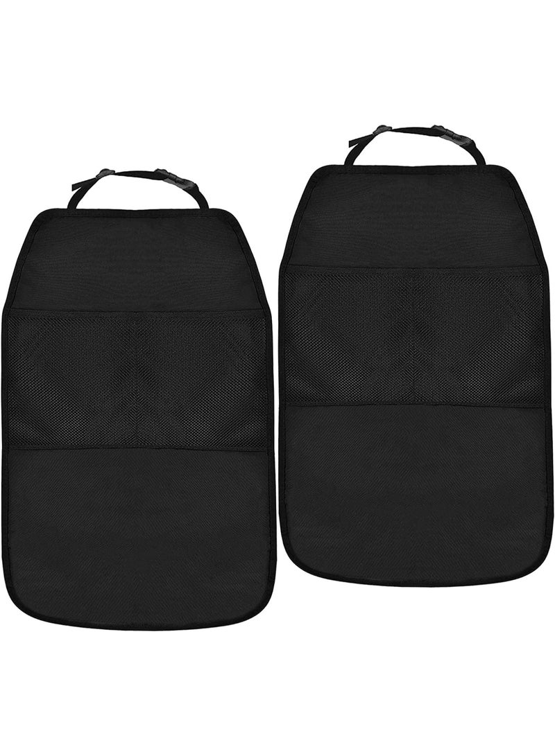 Halamine 2 Packs Car Seat Kick Mats, Anti-Dirty Car Back Seat for Kids with Adjustable Strap, Car Seat Protector Cover with 2 Mesh Pockets for Protection of Your Car from Stain, Mud - Image 2