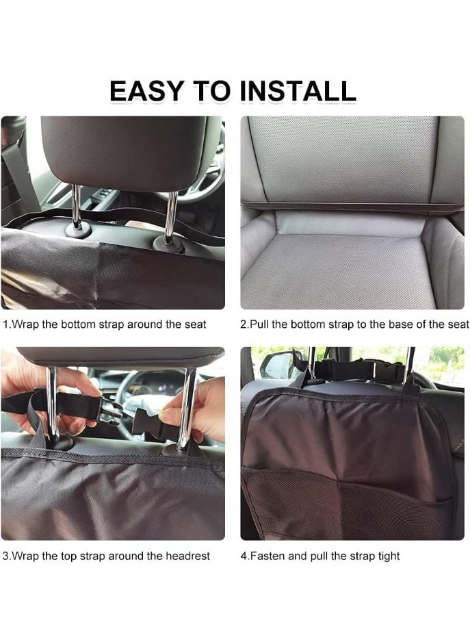Halamine 2 Packs Car Seat Kick Mats, Anti-Dirty Car Back Seat for Kids with Adjustable Strap, Car Seat Protector Cover with 2 Mesh Pockets for Protection of Your Car from Stain, Mud - Image 3