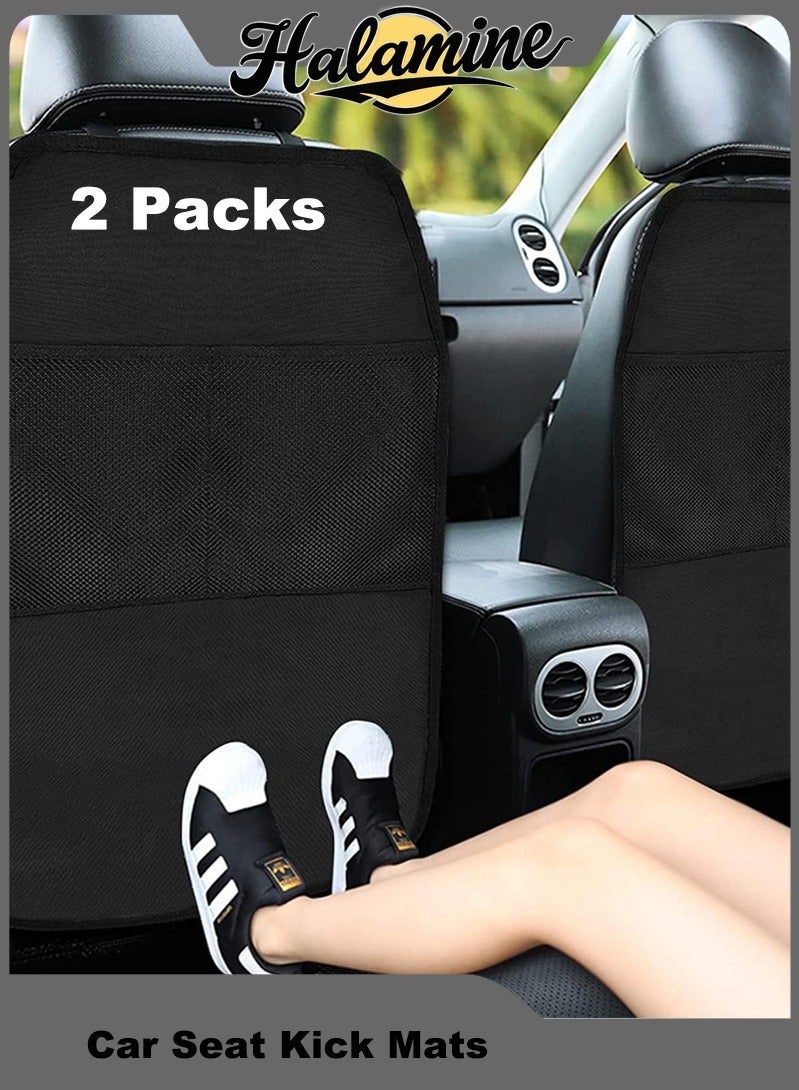 Halamine 2 Packs Car Seat Kick Mats, Anti-Dirty Car Back Seat for Kids with Adjustable Strap, Car Seat Protector Cover with 2 Mesh Pockets for Protection of Your Car from Stain, Mud - Image 1
