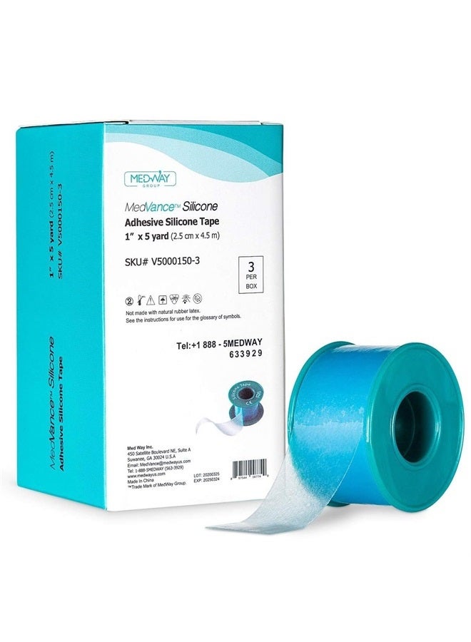 MedVance Soft Silicone Tape with Perforation for Easy Cut Size - 1 Width, 3 Pack, 5 Yards - Image 1