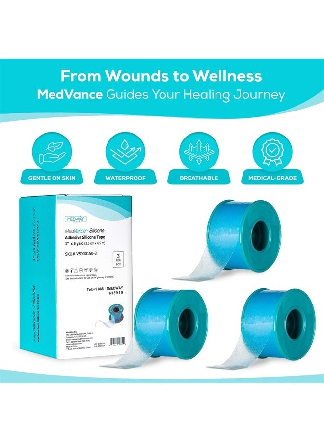 MedVance Soft Silicone Tape with Perforation for Easy Cut Size - 1 Width, 3 Pack, 5 Yards - Image 2