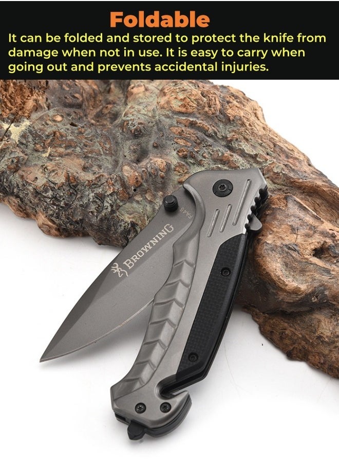Browning - Multifunctional Stainless Steel Folding Knife G10 Handle All-Steel Portable Outdoor Folding Knife Outdoor Camping Fruit Knife - Image 1