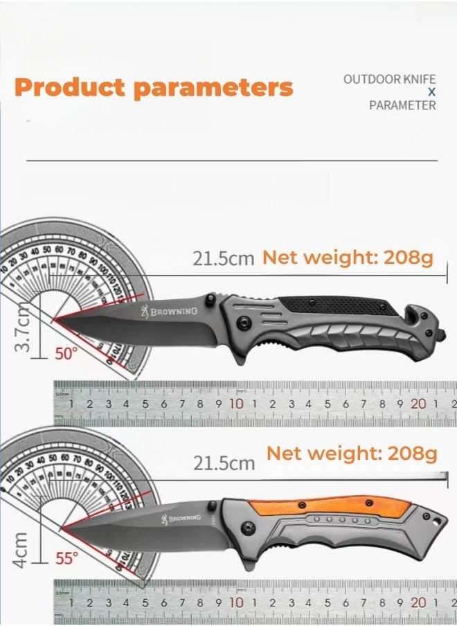 Browning - Multifunctional Stainless Steel Folding Knife G10 Handle All-Steel Portable Outdoor Folding Knife Outdoor Camping Fruit Knife - Image 1