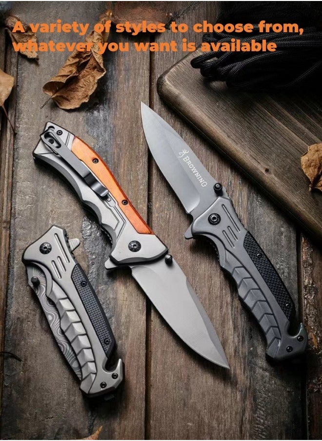 Browning - Multifunctional Stainless Steel Folding Knife G10 Handle All-Steel Portable Outdoor Folding Knife Outdoor Camping Fruit Knife - Image 1