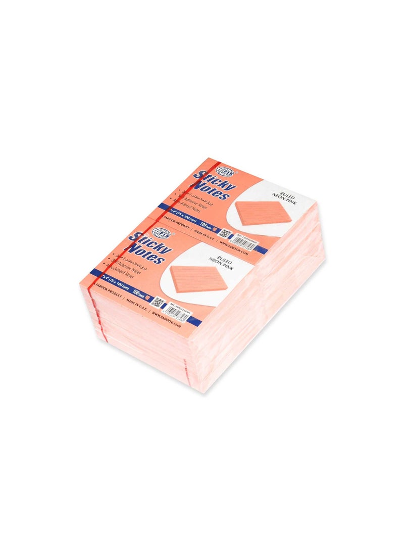 FIS Sticky Note Pad, 3X4 inches, Pack of 12, Ruled Neon Pink -FSPO3X4RNPI - Image 2