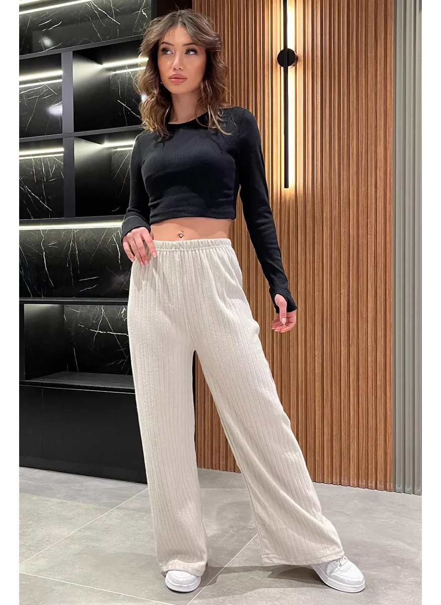 Gülseli Gulseli Women's Wide Leg Ribbed Trousers