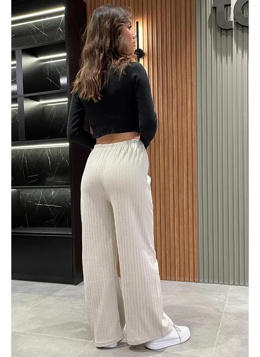 Gülseli Gulseli Women's Wide Leg Ribbed Trousers