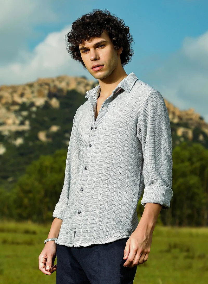 CAHOOT  Men's Coin Grey Wicker-Tactile Shirt for Men | Best Price UAE