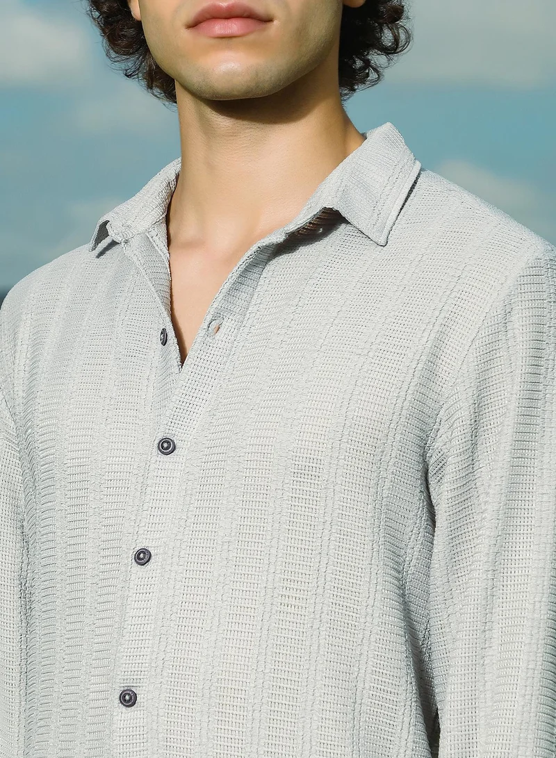 CAHOOT  Men's Coin Grey Wicker-Tactile Shirt for Men | Best Price UAE