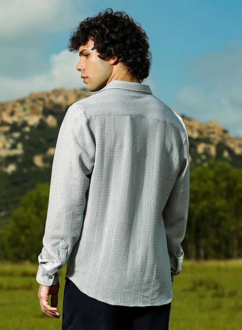 CAHOOT  Men's Coin Grey Wicker-Tactile Shirt for Men | Best Price UAE