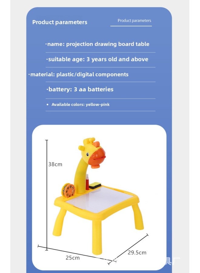 Children's Drawing Board Projector Random Graffiti Three-in-one Building Block Table Electric Music Smart Projector-Color:Yellow - Image 4