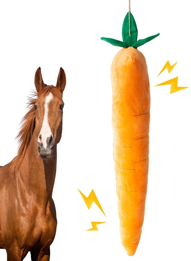 OOXYG Horse Toy Plush Squeaky Carrot, Large Carrot Shaped Horse Squeaky Toy, Interactive Calming Plush Carrot Ball for Horses Dogs, Hanging Stall Play Enrichment Relieve Stress Noise Maker - Image 1